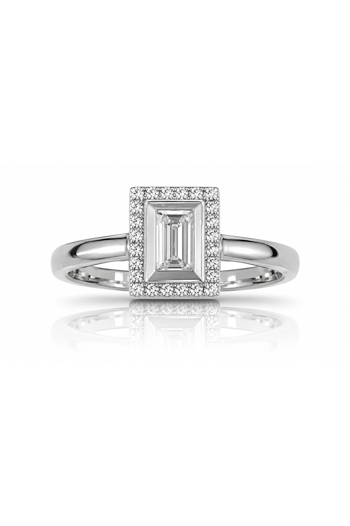 Emerald Cut Halo Pırlanta Yüzük - 1
