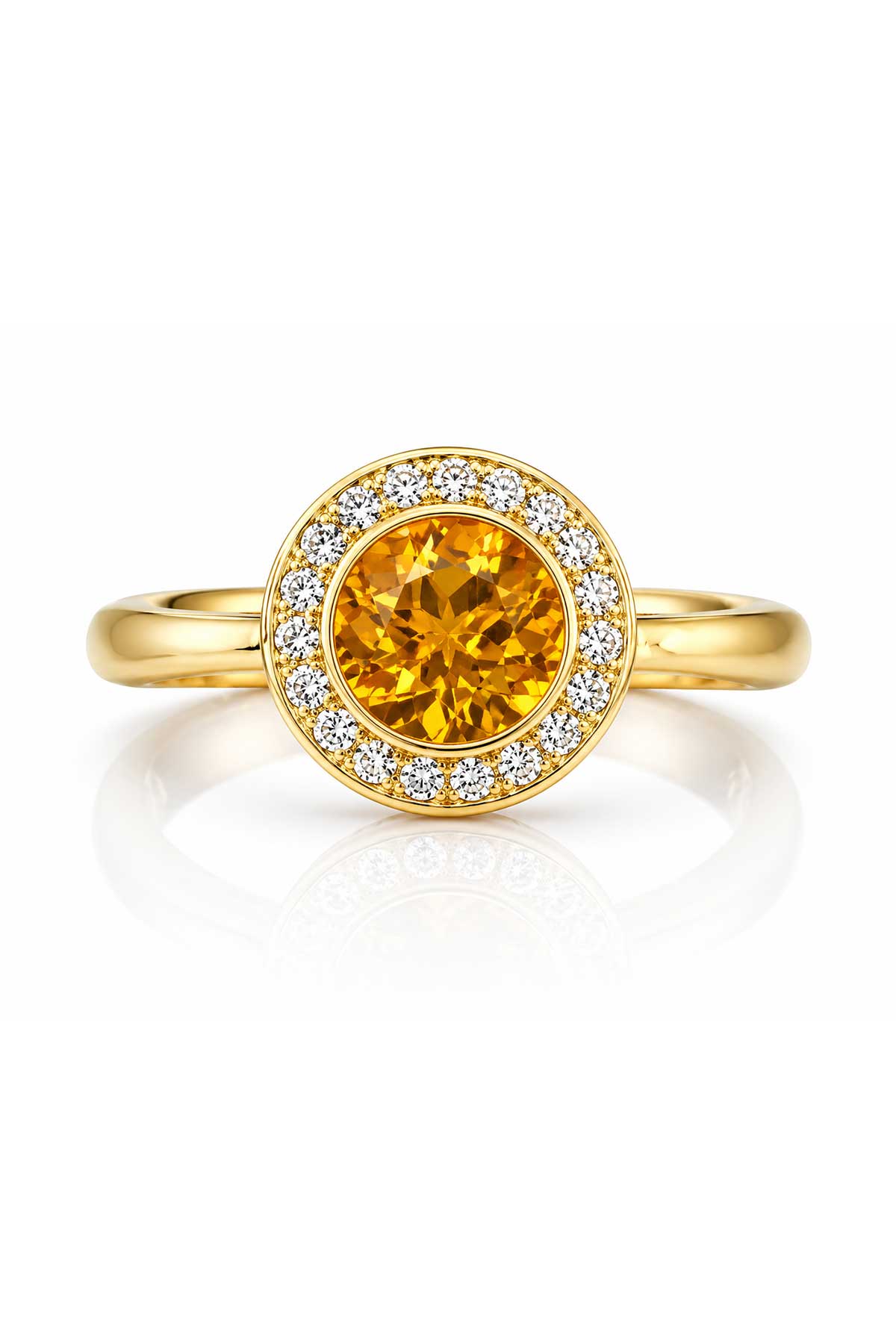 Golden Citrine Halo Yüzük - 1